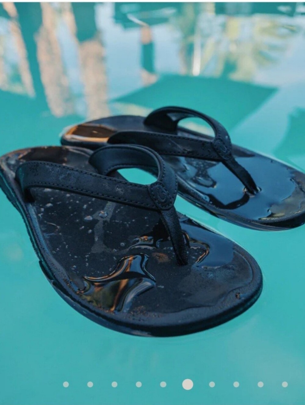 OluKai Black Patent Leather Thongs Sandals